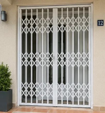 Puerta de ballesta blanca en entrada de vivienda